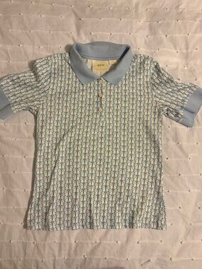 Anthropologie Maeve pique polo with butterflies